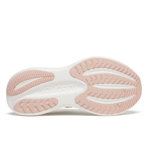 Et nærbillede af Saucony Triumph 23 Dame løbesko i farven Mist/Cameo, designet til maksimal komfort.