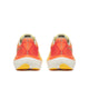Saucony Ride 19, Herre, Sunrise løbesko er orange og gule med overdel i mesh, polstrede hvide mellemsåler og gule detaljer på hæl og sål, her set bagfra.