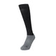 LiiteGuard Shin-Tech Light Running Sock, Unisex, Black/Grey, er vist oprejst på en hvid baggrund. Den grå fod og ankel står i kontrast til den sorte læg og overdel; et "L" er synligt nær tåen. Perfekt som en let løbestrømpe.