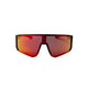Not Just Shades Sapa v. 2.0 Re-Run Polarised, Ocean Red sportsolbriller med et rødt, reflekterende visir i ét stykke, der går hele vejen rundt om øjnene, en sort ramme og polariserede glas.