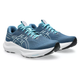 Et par Asics GT-2000 14 Dame løbesko i Winter Sea/White med hvide mellemsåler, lyseblå snørebånd og hvide detaljer på siden og tungen, vist på en almindelig hvid baggrund.