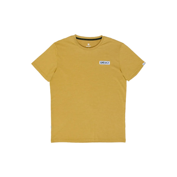Beige Tiger Pace T-shirt, herre, med et rektangulært logo-mærke på brystet.