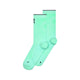 Et par ON Elite Run Sock High Hyper-løbestrømper i farverne celeste og verdite (unisex) med grå manchetter og sort tekst nær toppen. Disse tekniske løbestrømper fra ON har L- og R-mærker for henholdsvis venstre og højre fod nær tæerne. Baggrunden er hvid.