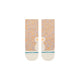 Stance Marshy Light Quarter Dame i Lilac har et flerfarvet orange og blåt spraglet mønster, hvide forstærkede tæer, en blå stribe nær tåen og "STANCE" ved tåen for optimal åndbarhed og holdbarhed.