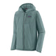 Patagonia Houdini Jacket, Herre in Blue Sage er en lyseblå-grøn skaljakke til mænd med lynlås foran, brystlomme med lynlås, synligt logo, lange ærmer og minimalistisk design. Fremstillet af genanvendt nylon.
