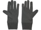 Et par Asics Winter Glove, Unisex, Performance Black ligger fladt på en hvid baggrund med håndfladerne vendt opad. Handskerne er fremstillet af et glat, elastisk stof og har et minimalistisk design med forlængede manchetter.