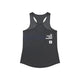 Saysky Zig Zag Combat Singlet, Dame, Black Zigzag har et diskret zigzagmønster, hvid "ZIG ZAGGING NEVER DRAGGING"-tekst med en stjerne på forsiden og er fotograferet mod en hvid baggrund.