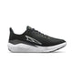 Altra Experience Form Dame i sort er en atletisk løbesko med hvid sål, hvidt logo på siden og sorte snørebånd, der er designet til komfort med FootShape-pasform. Vist i sideprofil mod en almindelig hvid baggrund.