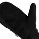Et nærbillede af Saysky Blaze Mittens, Unisex, Black viser et blødt, struktureret materiale med en tommelfingersektion og et lille mærke med teksten "SAYSKY".
