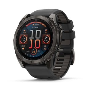 Fenix 8 Amoled Sapphire 51mm, Carbon Grey DLC/Sort/Pebble Grey silikonerem