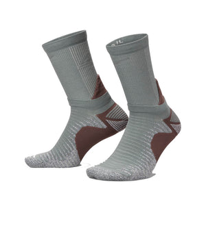 Trail Running Crew Socks, Unisex, Mica Green/Pale Ivory/Plum Eclipse