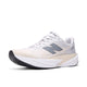 New Balance Fuelcell Rebel V5, Herre, Grey Marl er en hvid letvægtsløbesko med et gråt N-logo, støddæmpet sål og sort slidbane - designet til tempotræning og vist mod en almindelig hvid baggrund.