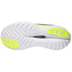 Billedet viser den hvide ydersål på Saucony Endorphin Trainer, Herre, Lapis/Citron, med gule cirkulære gummigreb og en central sort SPEEDROLL-label. De buede riller forbedrer trækkraften og gør den perfekt til træningssko-fans.
