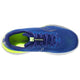 Et topbillede af Saucony Endorphin Trainer, Herre, Lapis/Citron viser en blå mesh-overdel, blå snørebånd, neongul foring og hæl samt Saucony-logoet på pløsen.