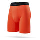 Stance Compression Nylon Underwear, Herre, Tomato: Knaldorange boksershorts til mænd med en sort linning med subtile bogstaver på en almindelig hvid baggrund. Glat, formsyet stof.