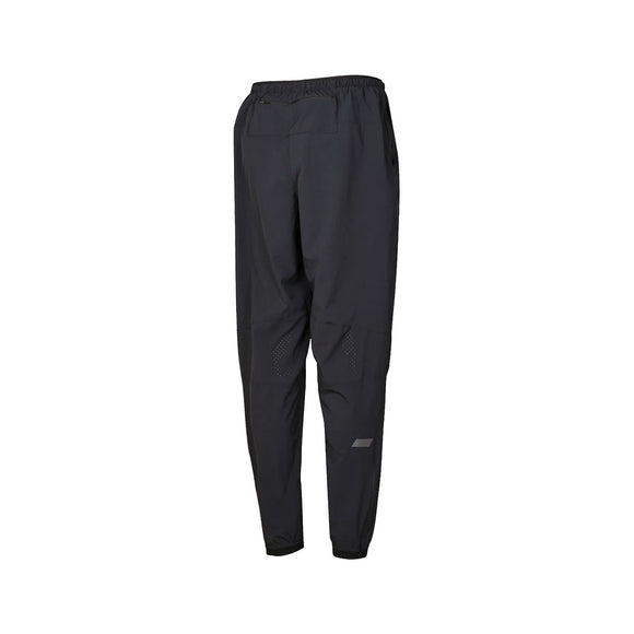 New Balance Ath Run Jg, Dame træningsbukser i sort vist bagfra på en hvid baggrund. De har elastisk linning, tilspidsede ben og meshpaneler bag knæene for ekstra ventilation.