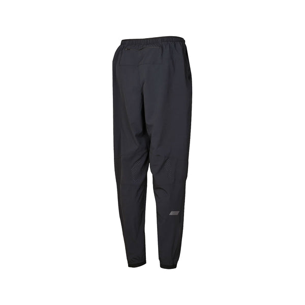 New Balance Ath Run Jg, Dame træningsbukser i sort vist bagfra på en hvid baggrund. De har elastisk linning, tilspidsede ben og meshpaneler bag knæene for ekstra ventilation.