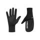 Et par sorte Pace Gloves fra Saysky, unisex: det ene billede viser håndfladen med tekstureret greb og touchscreen-kompatibilitet; det andet viser bagsiden med en konvertibel vante med hvidt SAYSKY-branding.
