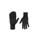 Et par Saysky Pace Gloves, Unisex, Black vises på en hvid baggrund - en håndflade op og en håndflade ned - og viser deres konvertible vantedesign og kompatibilitet med touchskærme.