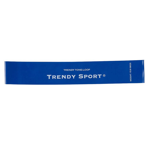 Elastikbånd, Unisex, Blå fra Sports Pharma har hvid branding og "VÆGT: 15-50 KGS", ideelt til genoptræning og alsidig træning.