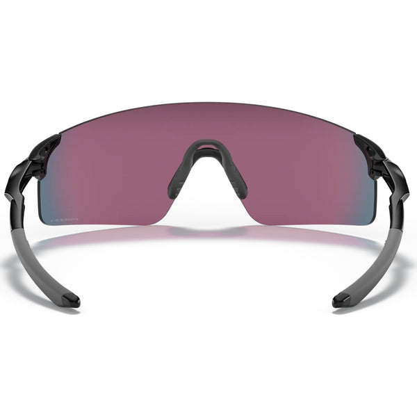 Et par Oakley EVZero Blades sportssolbriller til unisex med poleret sort stel og et enkelt buet Prizm Road-glas - ideelle til løbetræning.